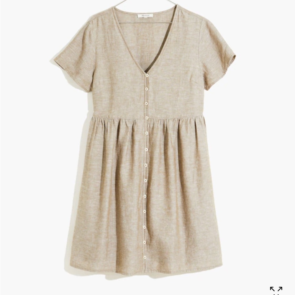 Like new Madewell linen blend ‘Alexandra’ button down v neck mini dress